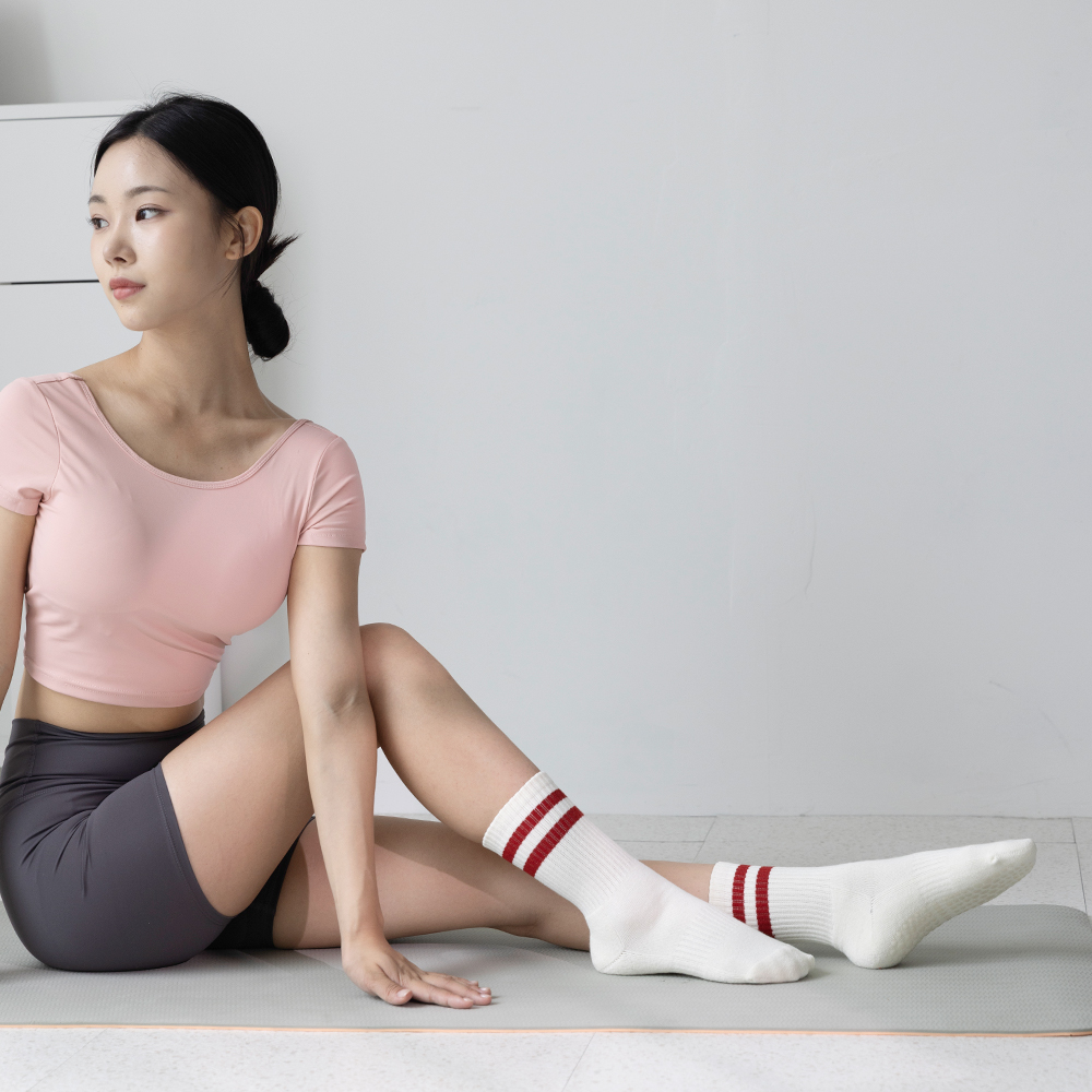 이필굿 필라테스 요가 양말 논슬립 미끄럼방지 미들 삭스 - 상세 이미지 2