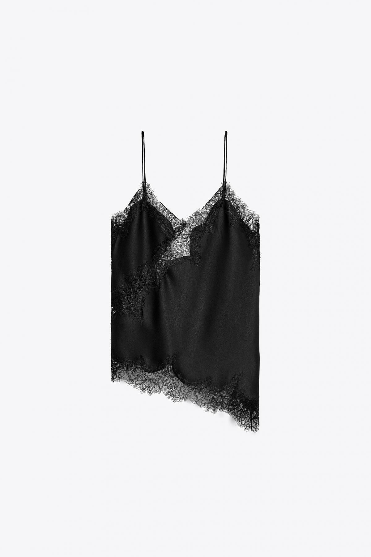 자라 레이스 캐미솔 브이넥 슬리브리스 탑 5919/105 BLACK - 메인 이미지