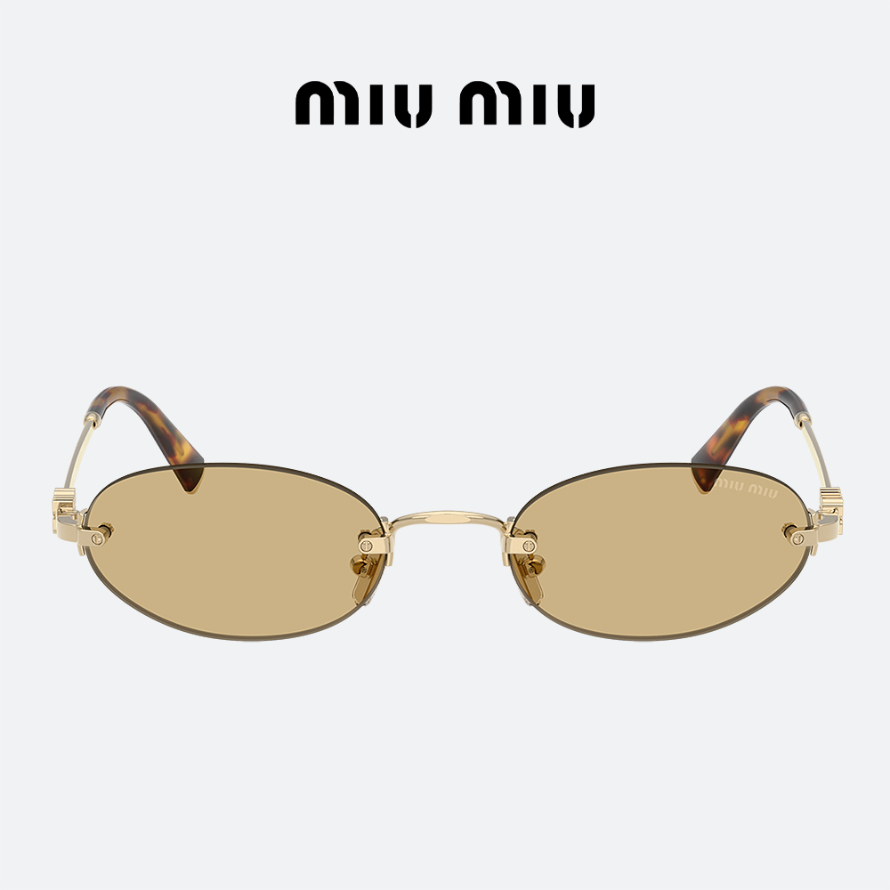 미우미우 로고 선글라스 MIUMIU MUA54S ZVN10R 페일골드 메탈 무테 틴트 - 상품 이미지