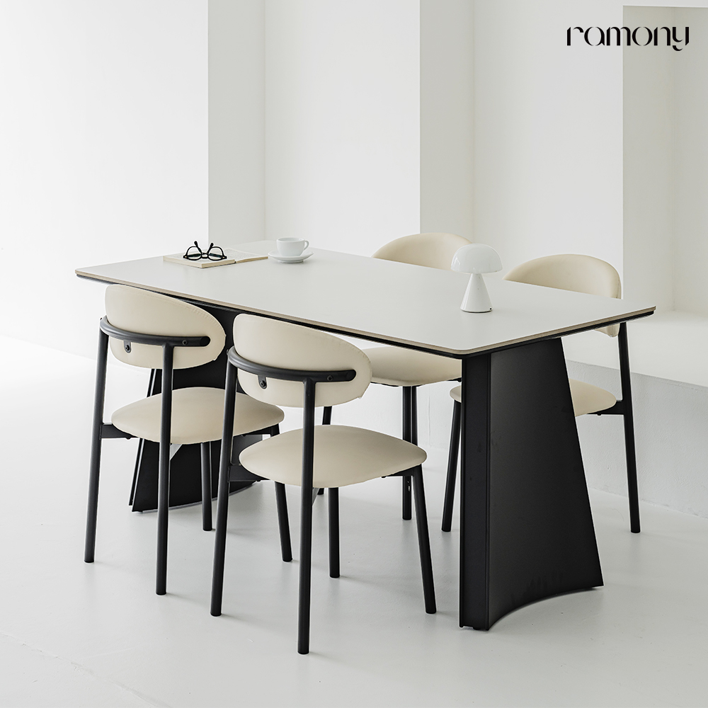 라모니 프리미엄 포세린 세라믹 4인용 식탁 30T 모던화이트 1600