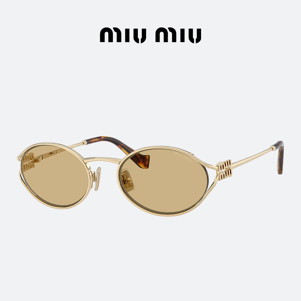 미우미우 로고 선글라스 MIUMIU MU52YS ZVN10R 페일 골드 메탈 무테 - 상세 이미지 4