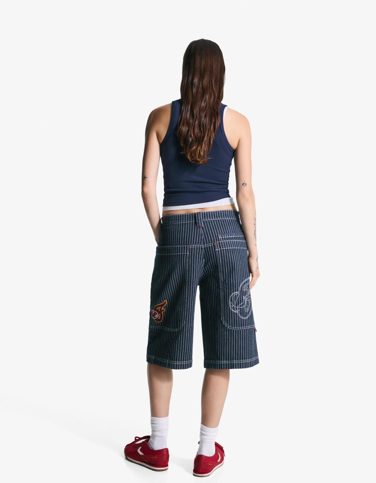 버쉬카 스트라이프 데님 스케이터 버뮤다 쇼츠 8311/335 NAVY - 상세 이미지 3
