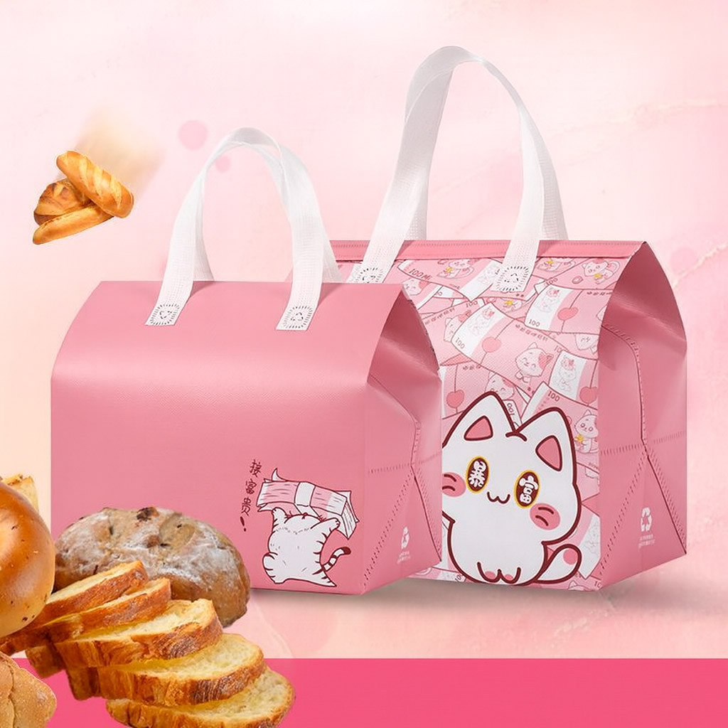고양이 테이크아웃 보냉백 싱글 소 중 택1 일회용 은박 점심도시락 보온쿨러백 런치 캠핑