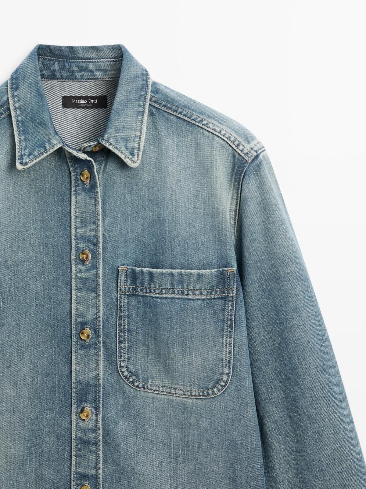 마시모두띠 오버핏 와이드 포켓 데님 셔츠 5128/628 LIGHT BLUE - 상세 이미지 5