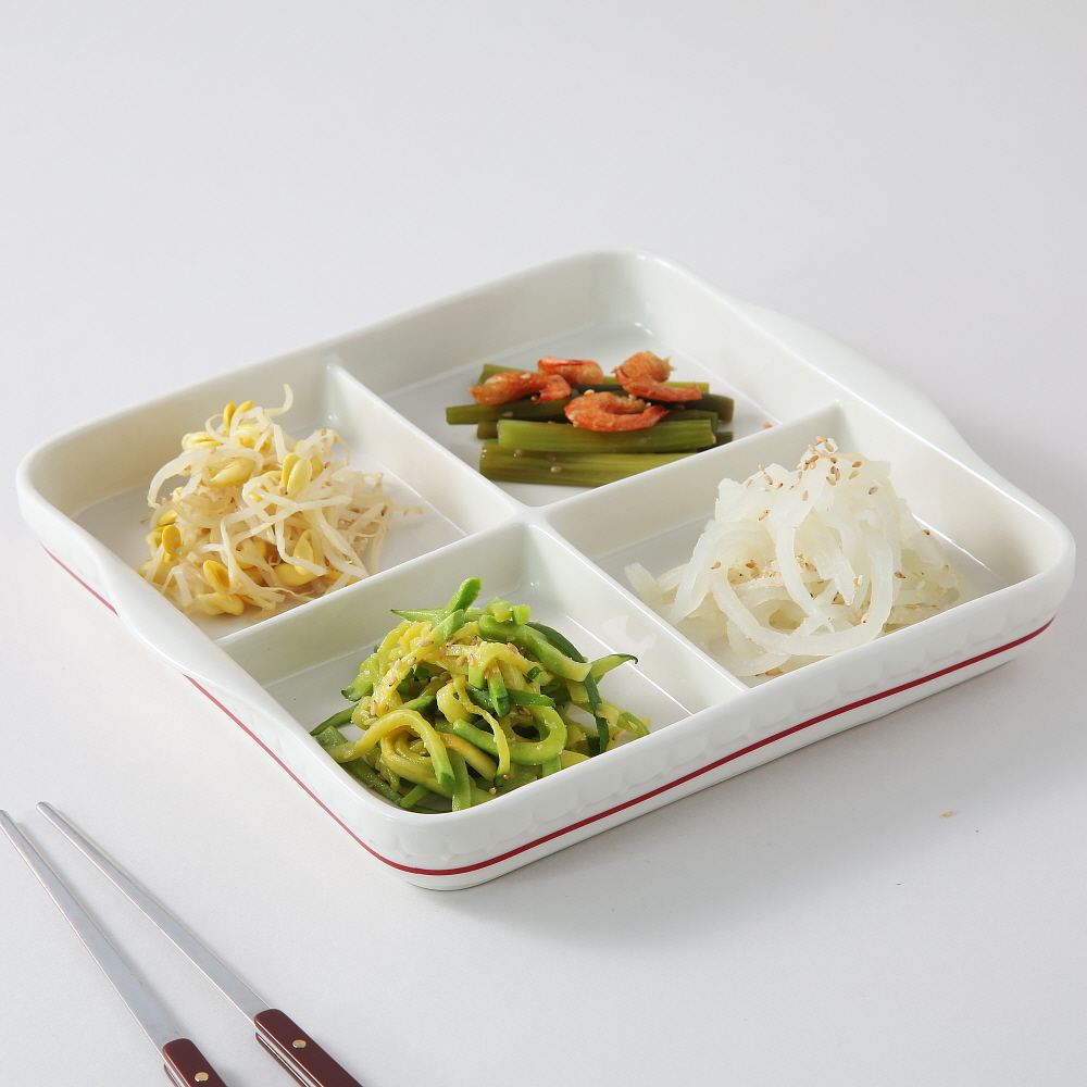시라쿠스 쉐난고 카디날 빈티지 디저트 카페 도자기 찬기 그릇 / 21.7cm, 사각 4칸나눔접시 - 상품 이미지