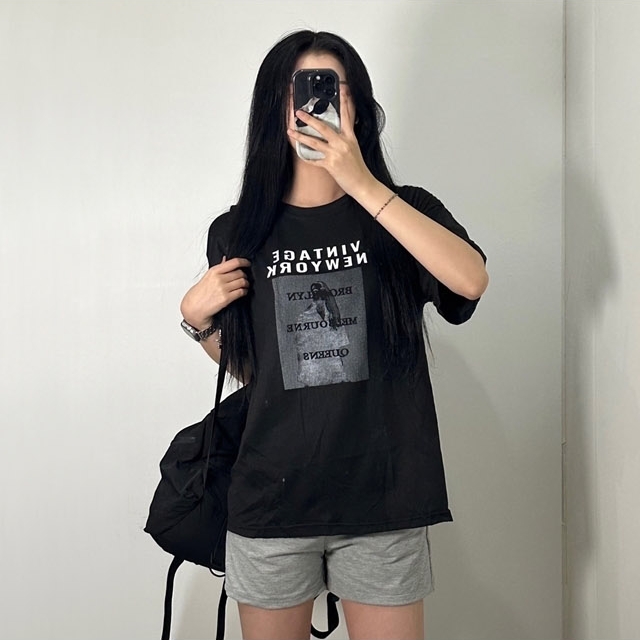 오버사이즈 빈티지 프린팅 티 반팔 티셔츠 3color 데일리 오버핏 레터링 여름 박스티 - 상세 이미지 2
