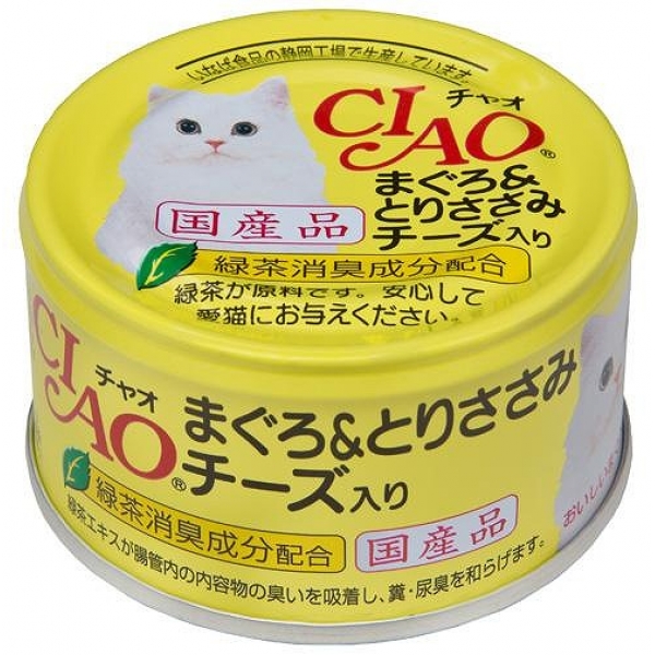 일본 참치 & 닭가슴살 치즈 첨가 이나바 펫푸드 CIAO 챠오 참치 혈합육 시리즈 85g A-21 고양이사료 - 메인 이미지