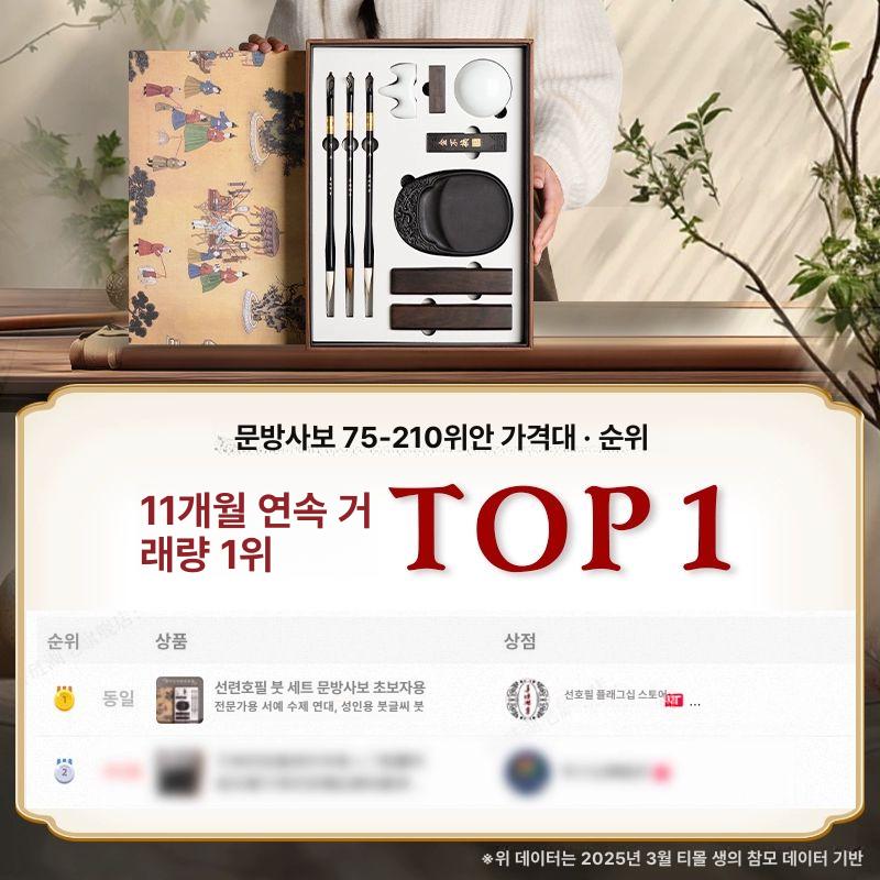 서예 세트 필묵함 붓글씨 공예 청평 동양화 지필묵 한자 준채성치 문방사우 세트 - 상세 이미지 4