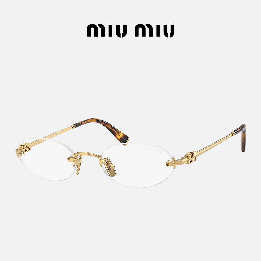 미우미우 로고 안경 MIUMIU MUA54S 5AK08N 골드 메탈 무테 - 상세 이미지 2