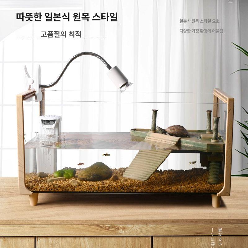 원목 반수생 거북이 실린더 베타 수조 수족관 견사 60형 패키지 A 바닥 배수 - 상세 이미지 3