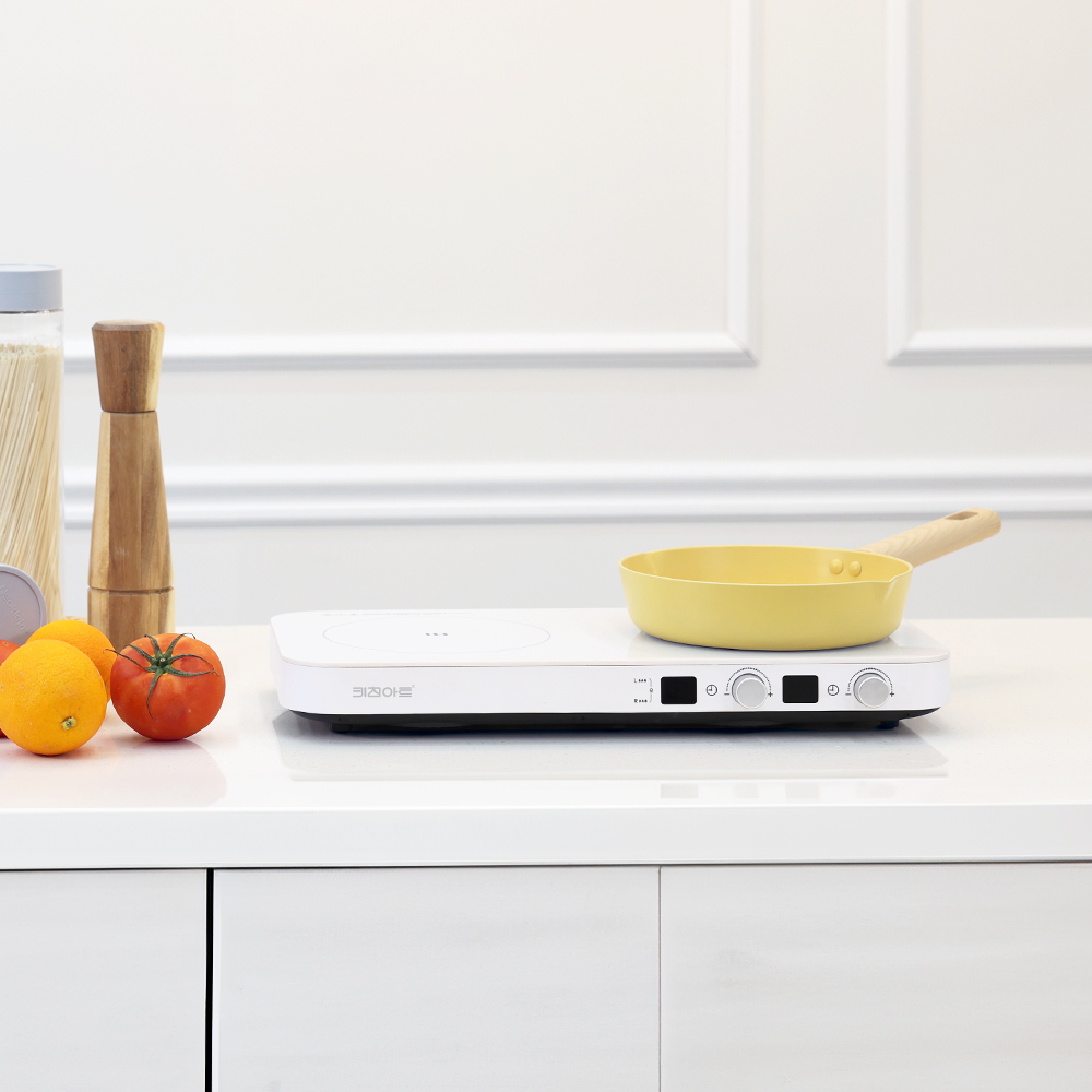 키친아트 2구 인덕션 전기 레인지 프리스탠딩 이동식 화이트