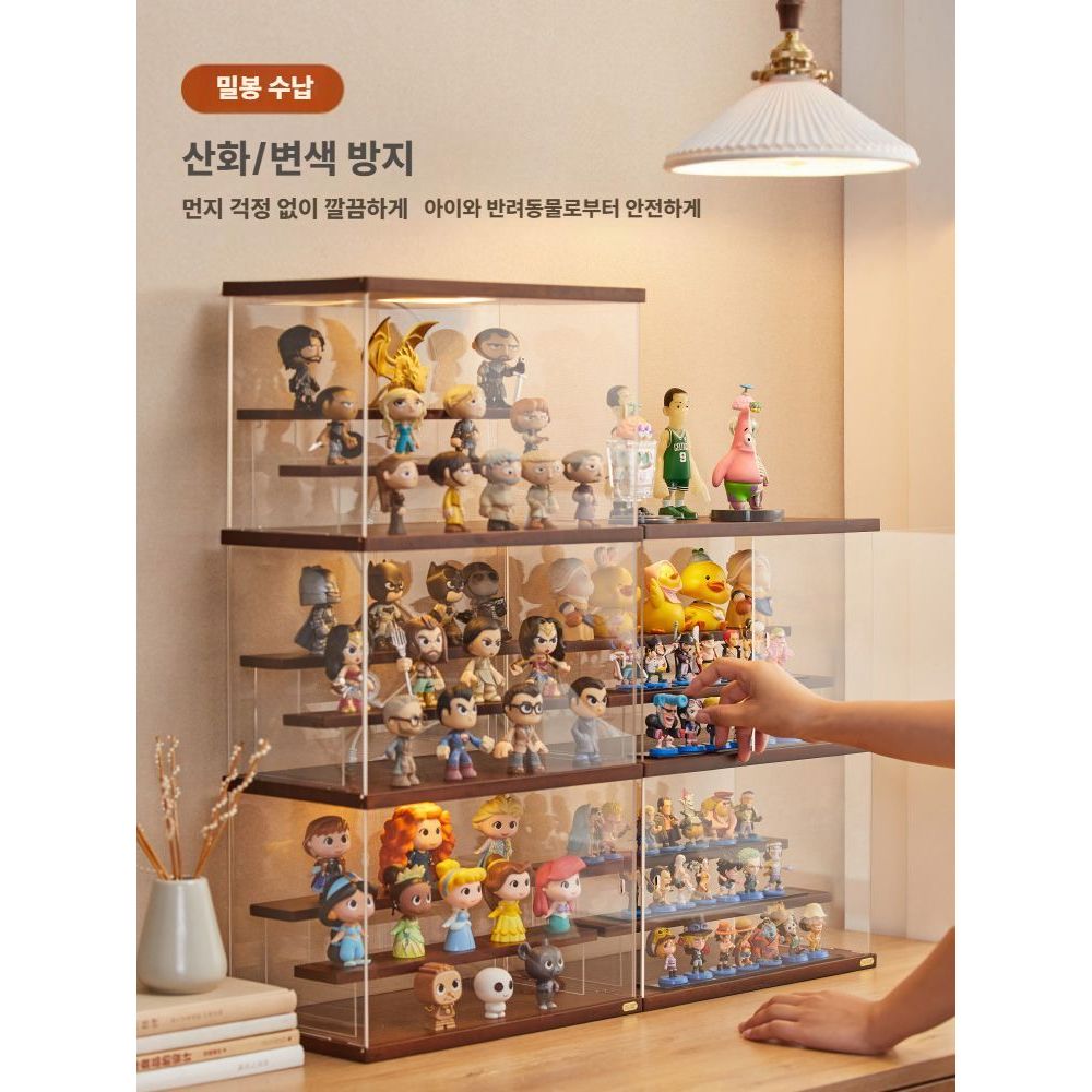 아크릴 피규어장식장 LED 원목 미니피규어 쇼케이스