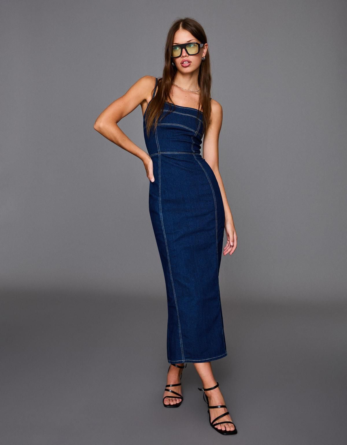 버쉬카 트렌디 데님 롱 원피스 슬리브리스 5678/074 NAVY - 상세 이미지 2