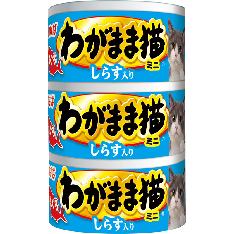일본 미니 참치 멸치 첨가 이나바 펫푸드 이나바 제멋대로 고양이 60g x 3캔 IM-292 고양이사료 - 메인 이미지