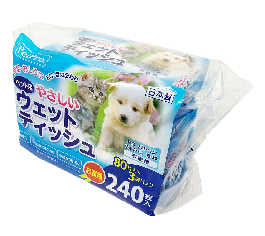 일본 고양이 펫 프로 재팬 부드러운 물티슈 80매입 x 3P (240매입) - 상세 이미지 3