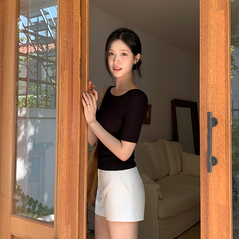 모나르 라운드넥 백트임 골지 반팔 티셔츠 ts4688 - 상세 이미지 3