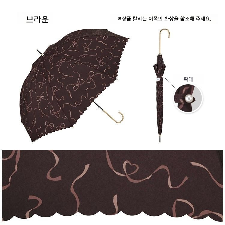 Wpc 하트 리본 장우산 여성용 차광 장양산 겸용 4780-05-001 핑크 - 상세 이미지 5