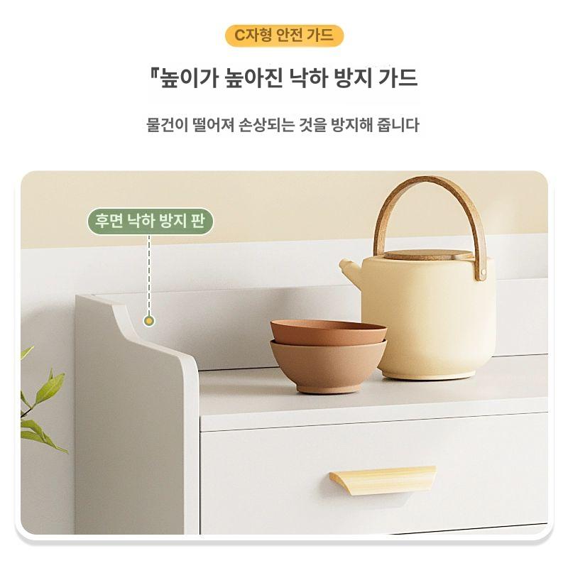 수납장 탕비실 선반 베란다 테이블 정수기거치대 2서랍 2문 80CM 블랙그레이 - 상세 이미지 4