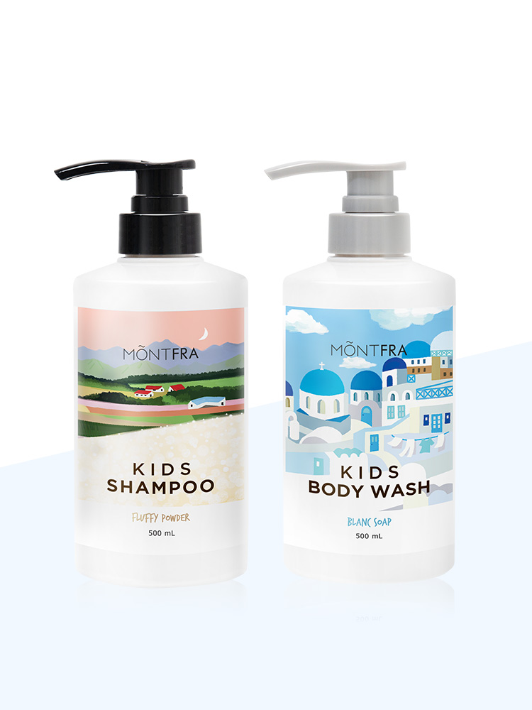 몽프라 초등 키즈 샴푸+바디워시 세트 플러피파우더 블랑솝