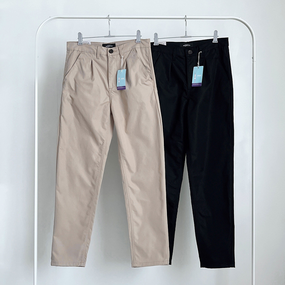 2color 블랙 베이지 여성 면바지 간절기 일자핏 핀턱 치노팬츠 201 - 상세 이미지 2