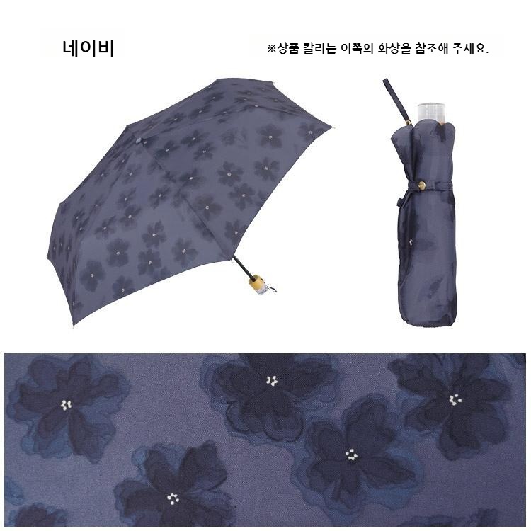Wpc 수채화 꽃 접이식 우산 차광 미니 우양산 3476-015-002 네이비 - 상세 이미지 4