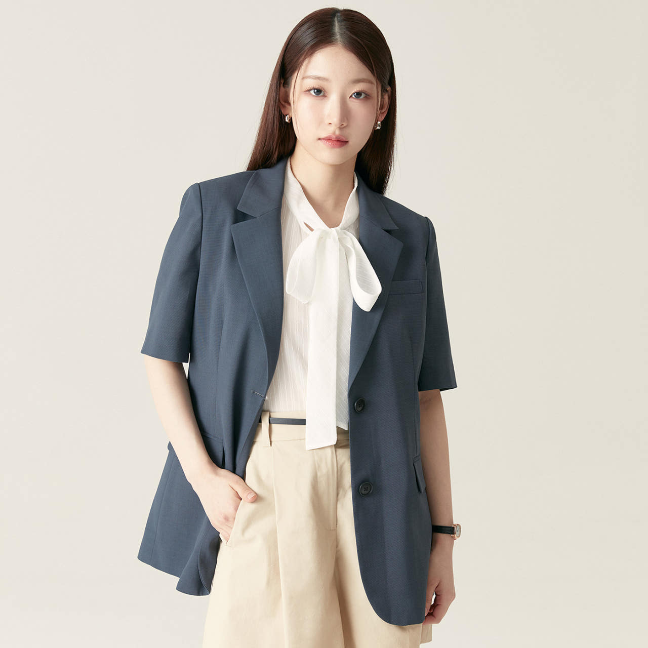 로엠 린넨라이크 반팔 자켓 RMJKF25R11 - 메인 이미지