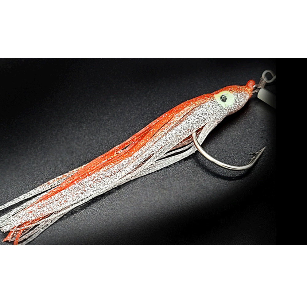 백경 왕 대구 꼴뚜기 지깅 낚시 세이코 틴셀 더블 바늘 스커트 채비 35호, 실버레드 - 상세 이미지 4