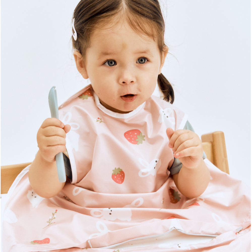 베이비클로 자기주도 턱받이 아기 이유식 가운 식탁일체형 방수 옷 앞치마 나시일반 고래블루