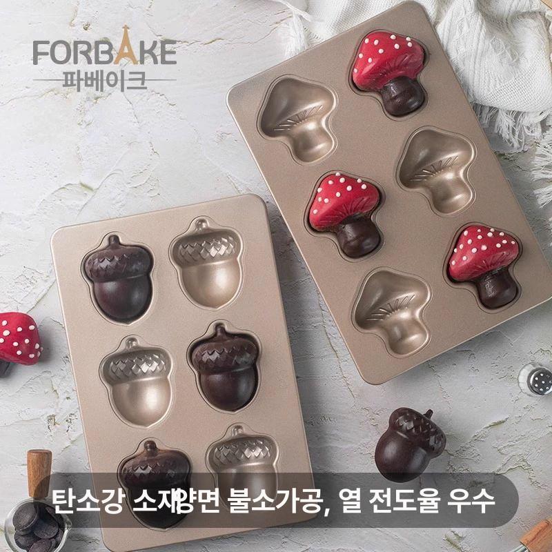 쿠키 버섯빵 틀 베이킹 마들렌 금형 가을 휘낭시에 몰드 6구 버섯 케이크 팬 - 상세 이미지 2