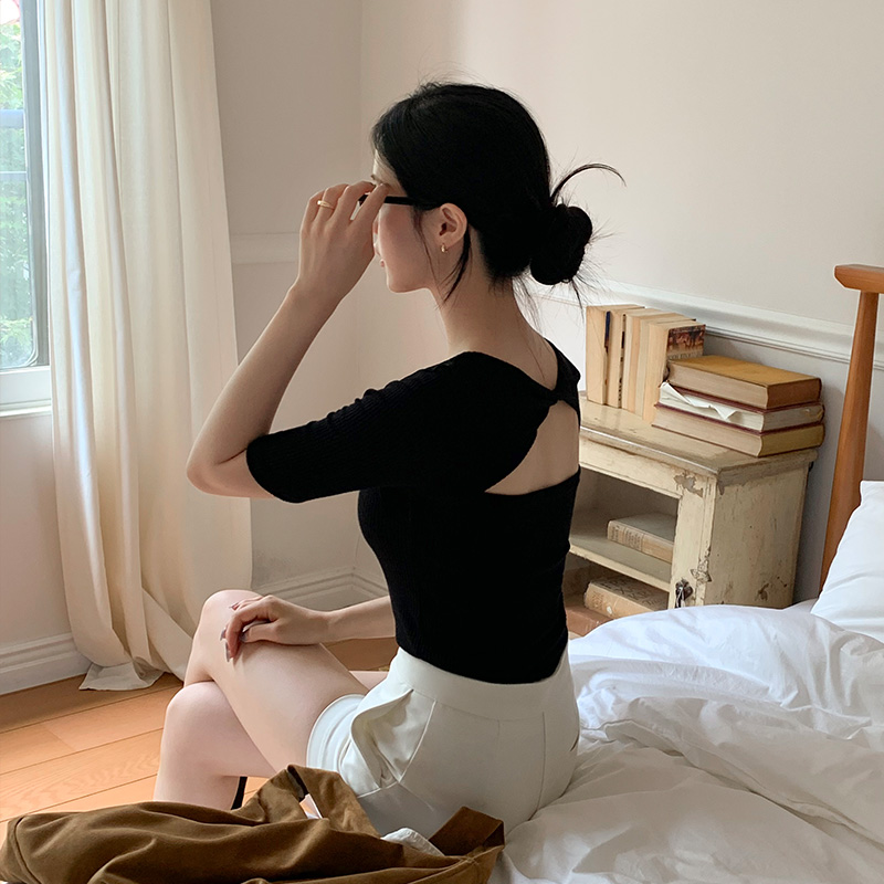 모나르 라운드넥 백트임 골지 반팔 티셔츠 ts4688 - 상세 이미지 2