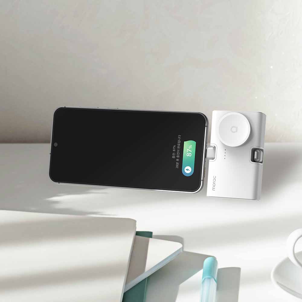 모락 큐잉 4IN1 C타입 8핀 도킹형 갤럭시워치 멀티 보조배터리 5000mAh 이미지 6