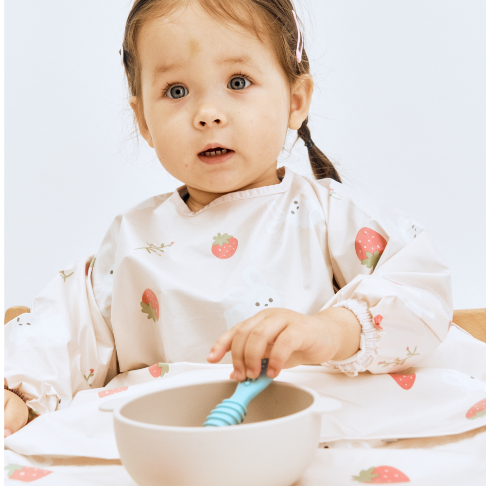 베이비클로 자기주도 턱받이 아기 이유식 가운 식탁일체형 방수 옷 앞치마 나시일반 고래블루