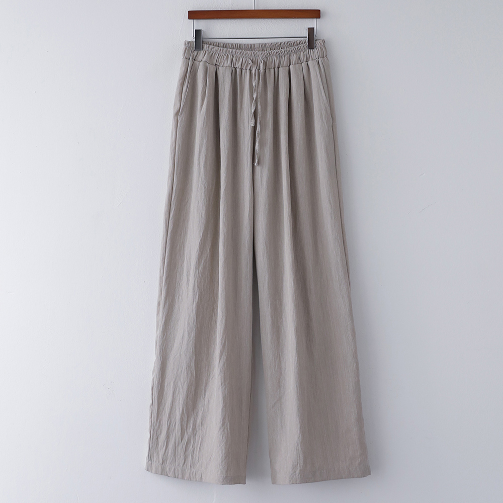 포레인 바스락 세로결 매트 와이드 밴딩 스트링 팬츠 - 상세 이미지 5