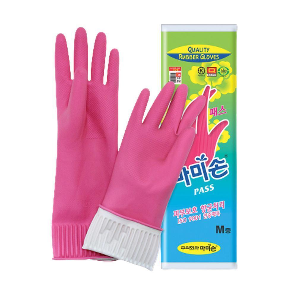 중형 핑크 라텍스 주방용 고무장갑 35cm