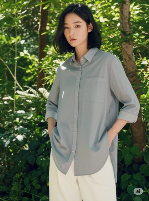 네파 여성 여름 UV차단 경량 우븐 아우터형 7부소매 긴기장 남방 셔츠 - 상세 이미지 2