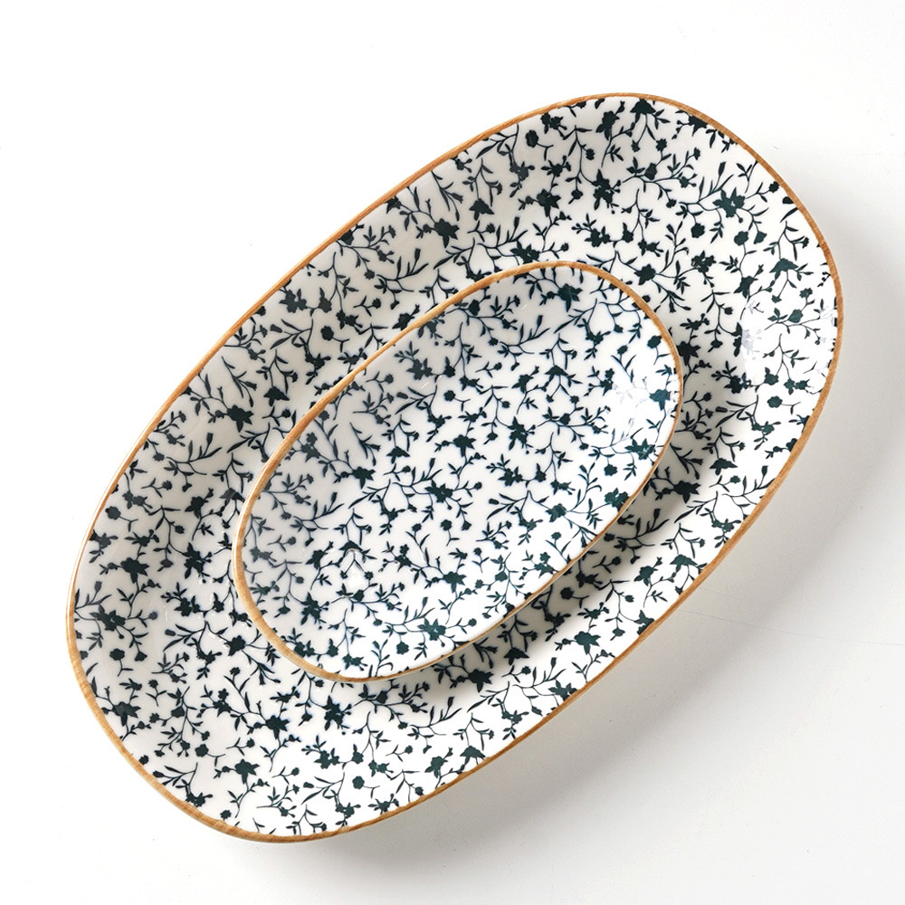 나린 도자기 접시 터키 빈티지 수입 그릇 1개, 19.3cm, 직타원 - 상세 이미지 4