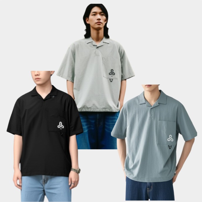 블랙야크 남성 여름 오버핏 포켓형 우븐 폴로락 아웃도어 캠퍼 반팔 티셔츠 - 상품 이미지