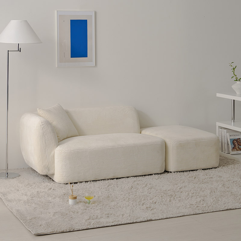 e스마트 모브 코듀로이 3인용 패브릭 쇼파 스툴포함