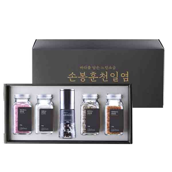 손봉훈 신안천일염 소금 선물세트 솔트레인보우 그라인더 5종 A 집들이 결혼식 답례품 솔트 - 상품 이미지