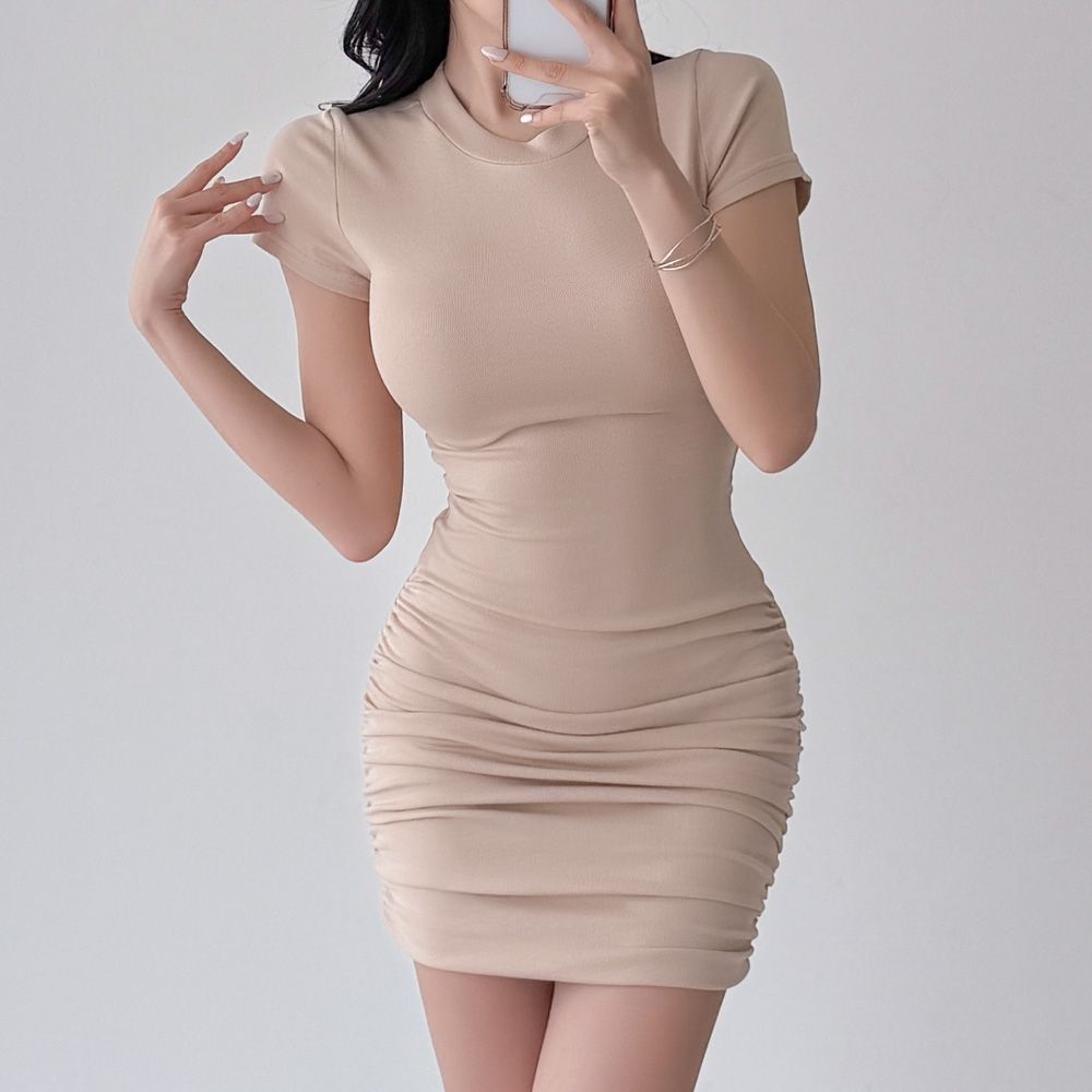 파시몬 라운드넥 반팔 셔링 원피스 AD0541 - 상세 이미지 3