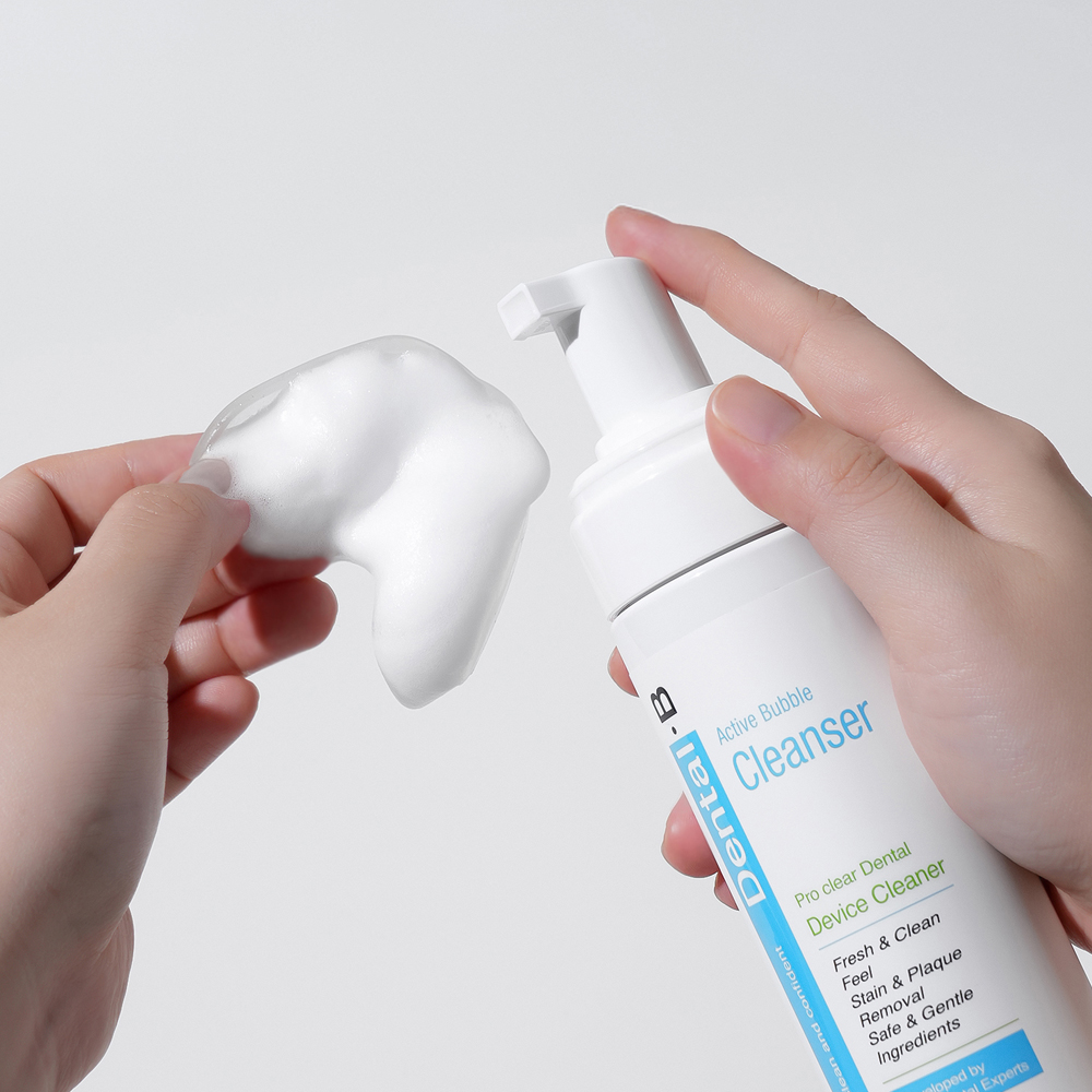 약국입점 의약외품 덴탈비 프로클리어 유지장치세정제 대용량 200ml 거품형 틀니 치아교정기 의치 세척 - 상품 이미지