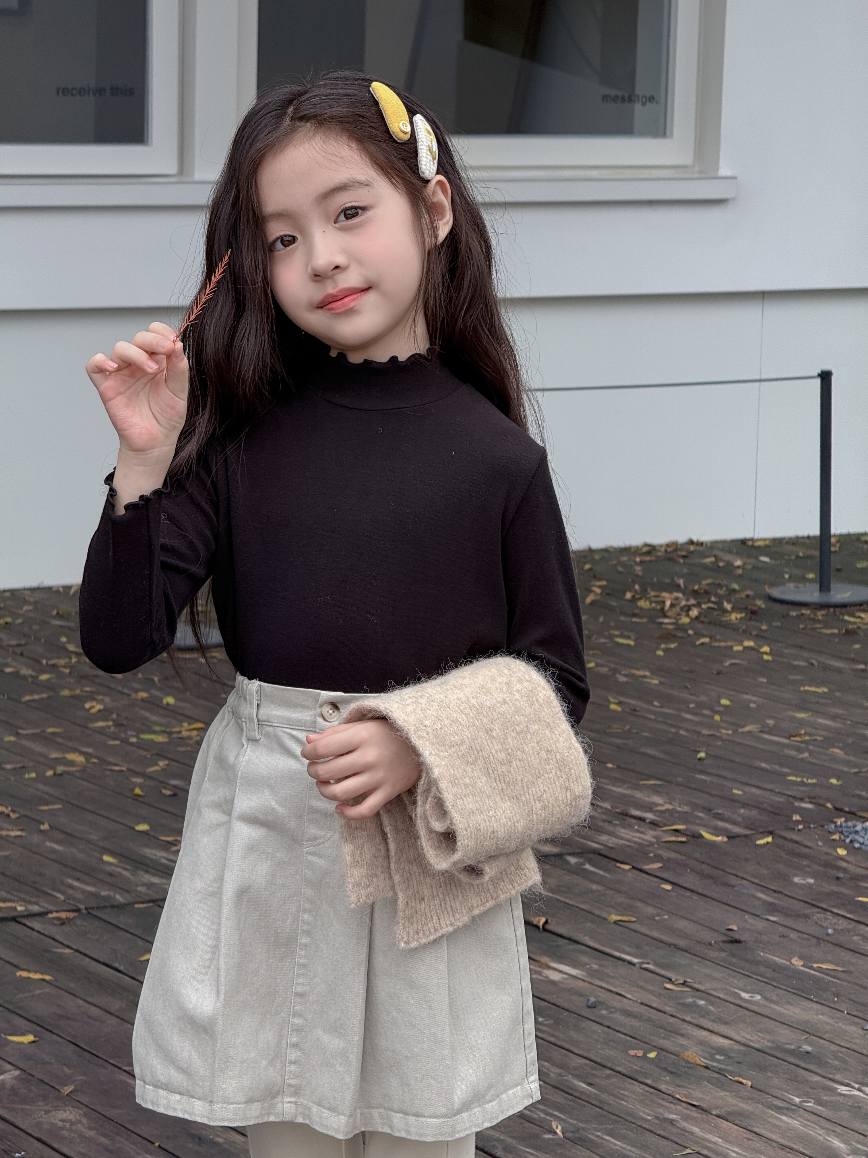 피치기모 하프넥 티셔츠 주니어 아이옷 가을 겨울 티셔츠 키즈 패션