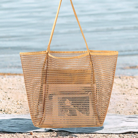 가방 비치백 수영 수영복 수영장 백 물놀이 워터파크 파우치 해변 휴대용 메쉬 숄더백 여행 - 상품 이미지