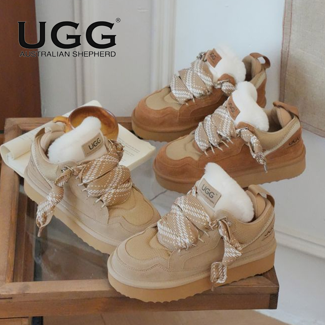 호주 에버어그 파커 양털 여성 겨울 체크 리본 스트랩 스웨이드 운동화 스니커즈 AS3083