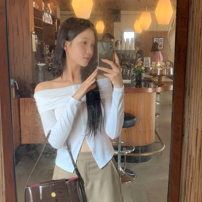 (여리핏) 오프숄더 긴팔 골지 티셔츠 데일리 ts4686 - 상세 이미지 4