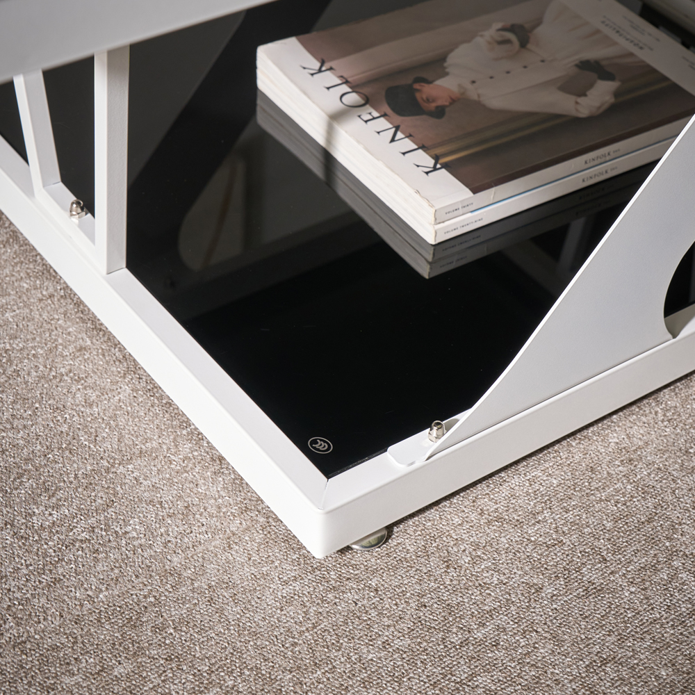 넥서스 2단 강화유리 1200 거실테이블 블랙