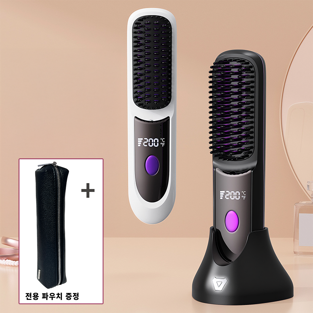 2025년 8월 신제품 프라임허브 무선 빗 고데기 청담스타일 헤어 뿌리 볼륨 매직기 브러쉬 제품 이미지