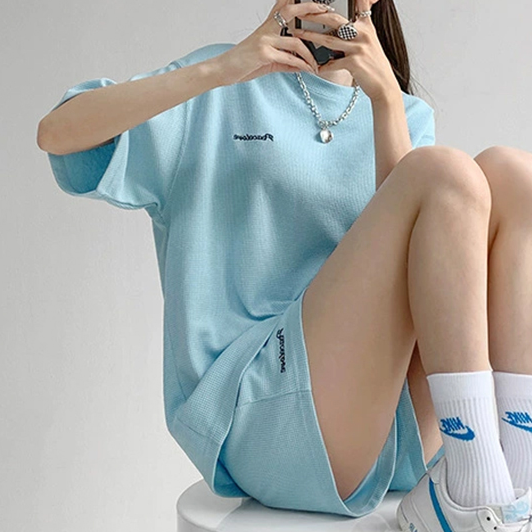 여자 셋업 세트 상하의 캐쥬얼 봄 반팔 반바지 데일리 학생 가을 트레이닝복 여름 츄리닝 - 상품 이미지