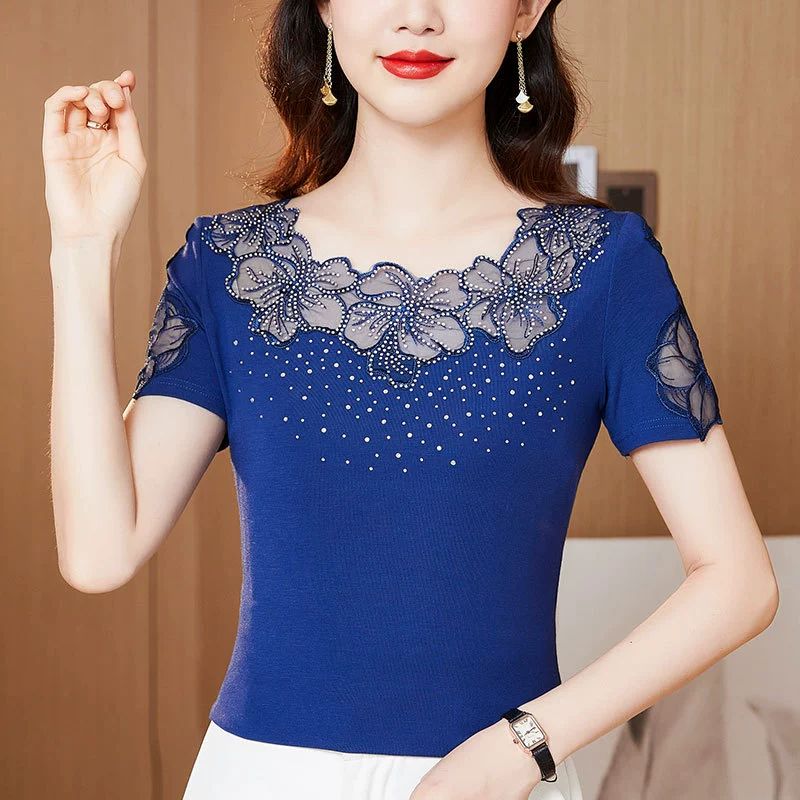 라인댄스복 시스루 플라워 블라우스 화려한 줌바 블랙 정상사이즈 넉넉한핏 - 상세 이미지 5