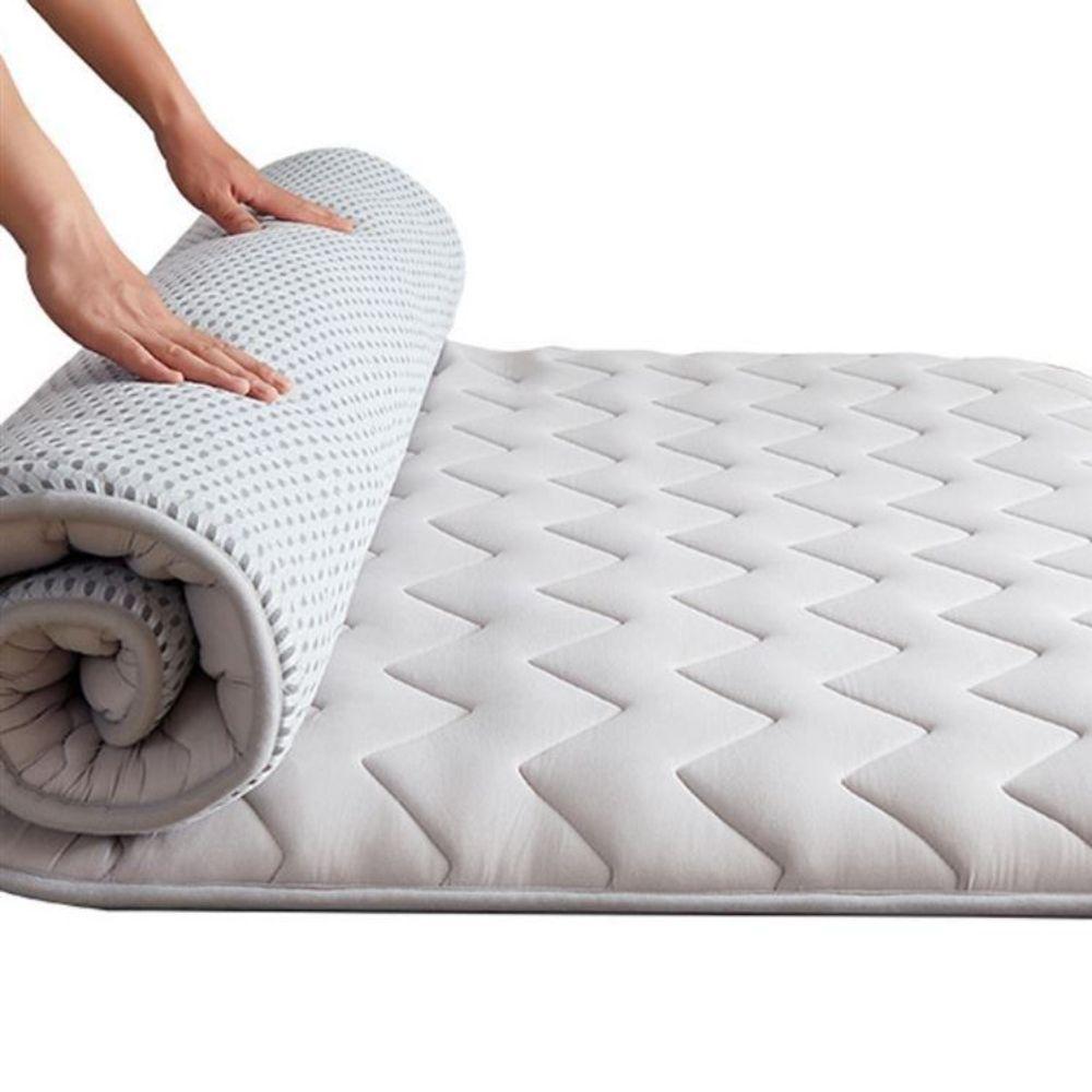 기숙사 쿠션 매트 라텍스 가정용 자취 토퍼 원룸 파도 무늬 화이트 (두께 5cm) 90x190cm - 상품 이미지